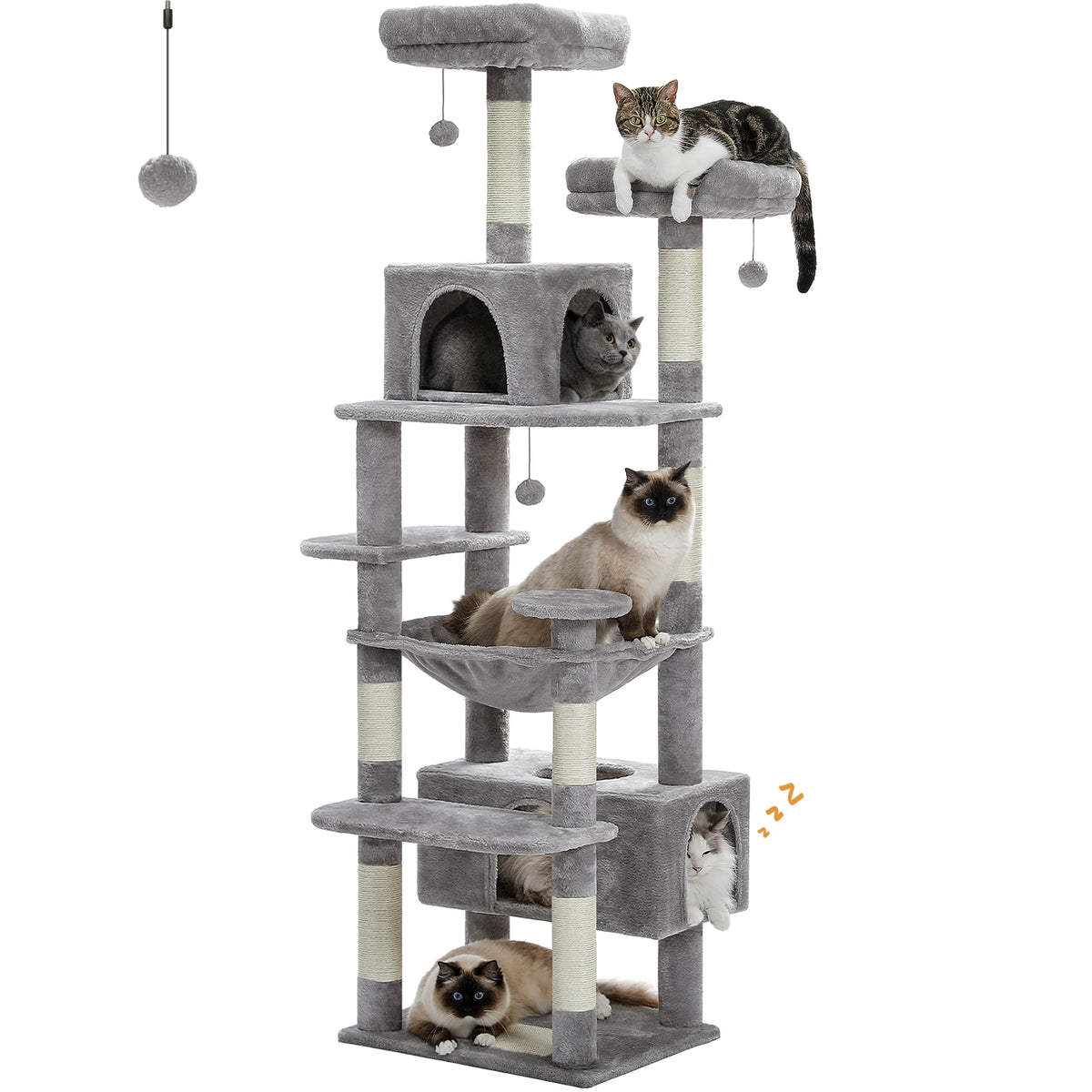 PEQULTI Multi Tier Cat Tree Tower With Scratching Posts