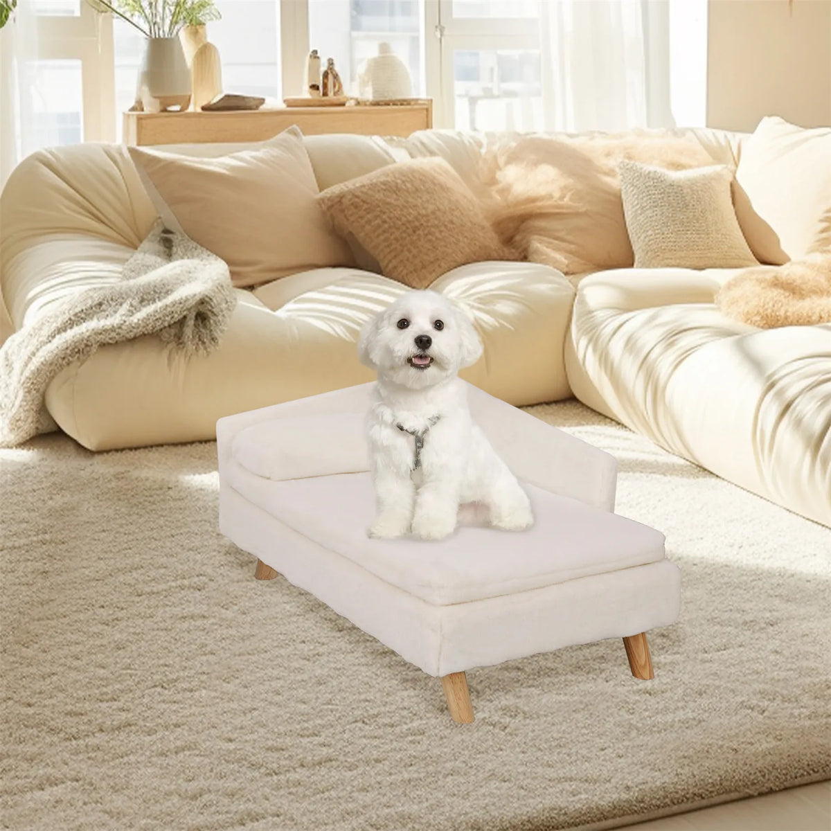 Bingopaw Elevated Pet Bed With Waterproof Cushion And Wood Legs