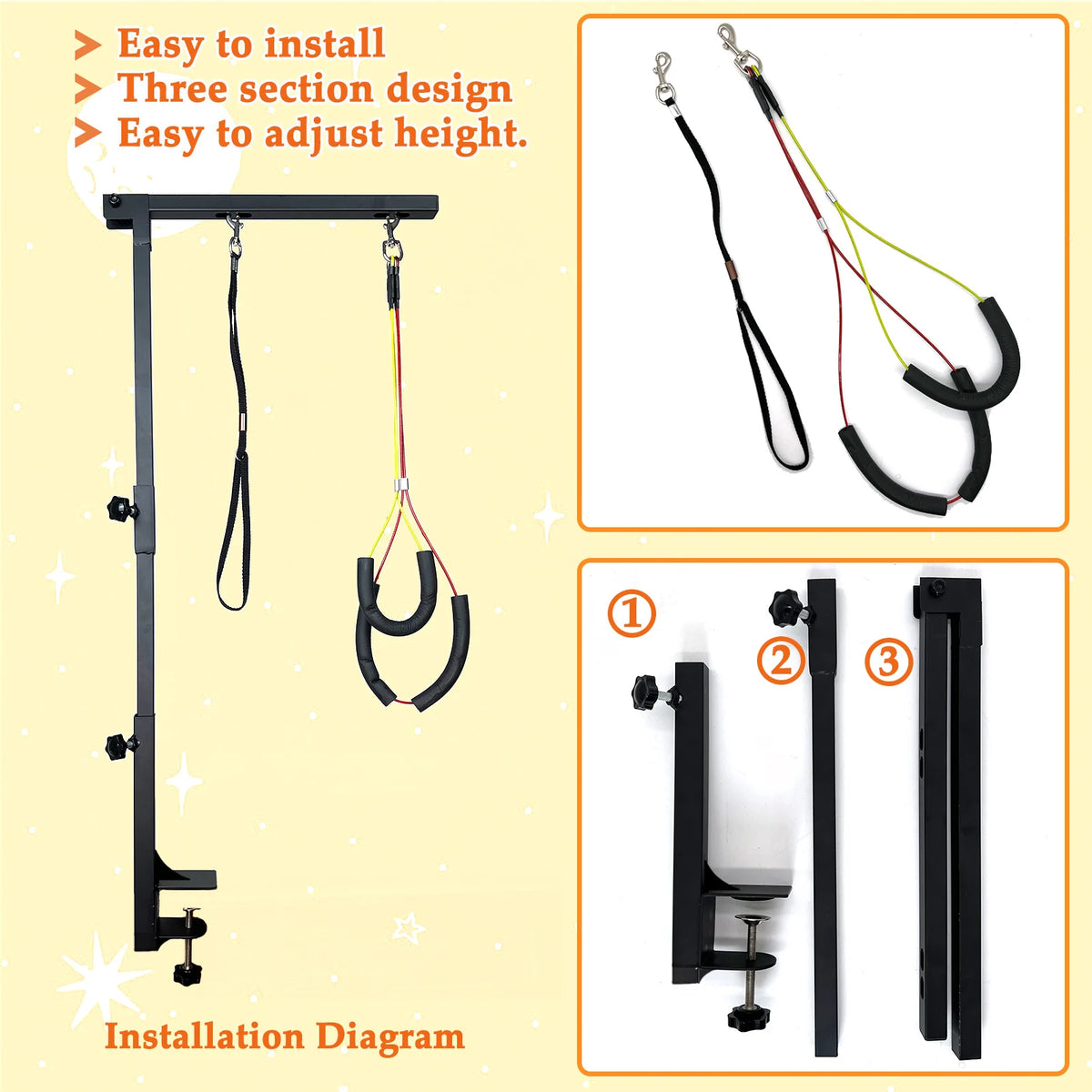 Height Adjustable Dog Grooming Arm With Clamp And Loop