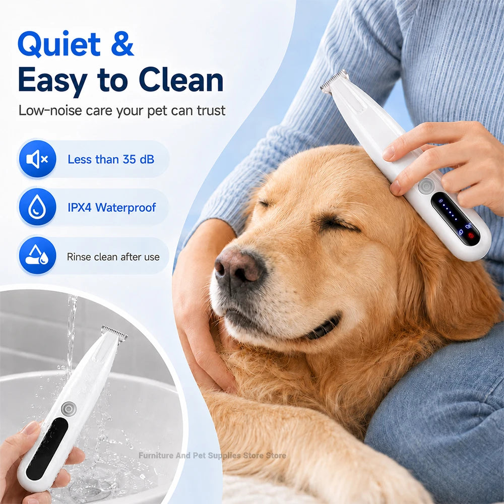 Waterproof Pet Hair Trimmer With Led Display And Travel Lock