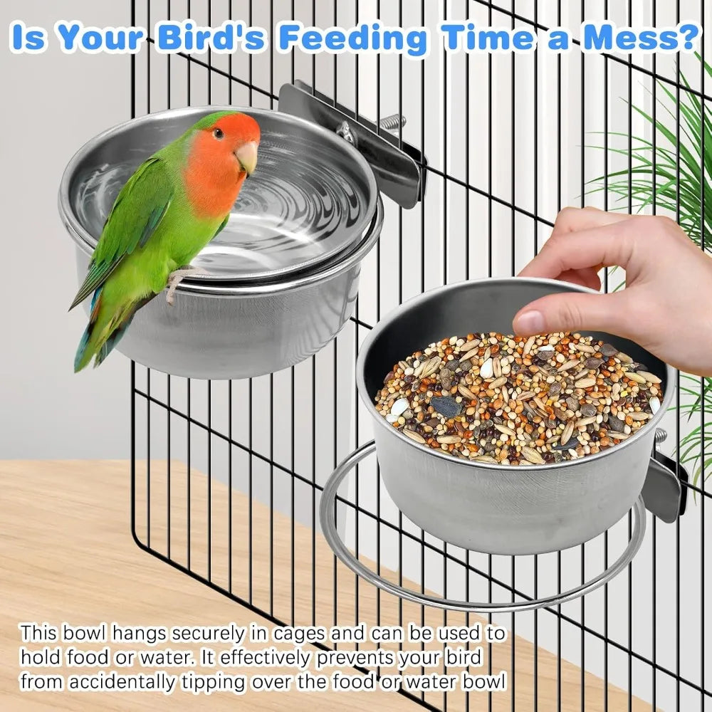 Plastic Bird Cage Feeder Cups Water Bowl Holder Clamp