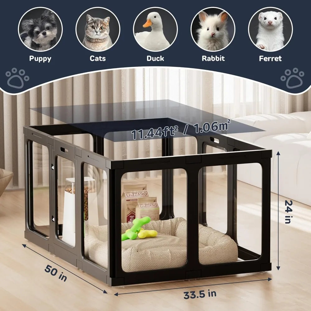 Acrylic Pet Playpen With Door For Small Dogs Cats Rabbits