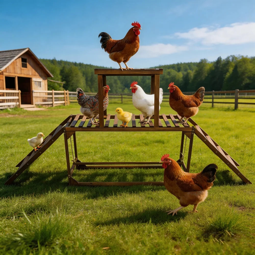 Borwart Chicken Coop Ladder With Swing And Roosting Bar