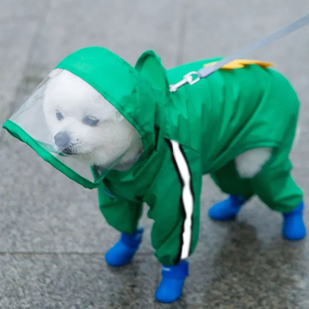 Waterproof Bear Dog Raincoat With Reflective Hood Full Body Protection