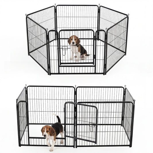 JHK 6 Panels Metal Dog Playpen Foldable Fence Indoor Outdoor