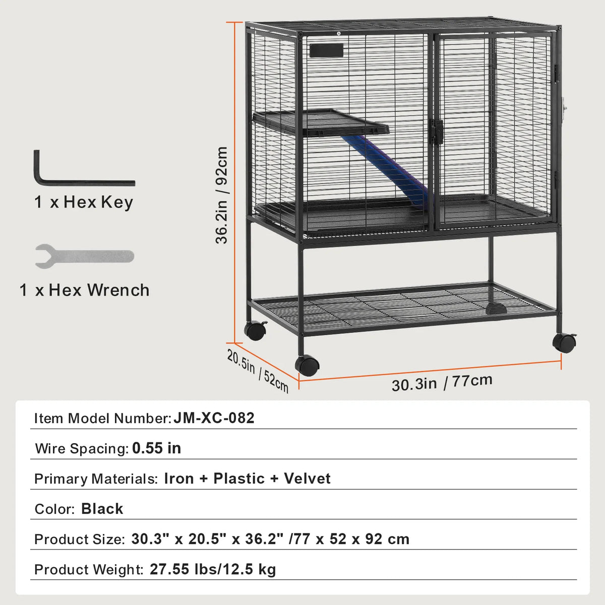 Heavy Duty Rolling Metal Four Tier Small Animal Ferret Cage