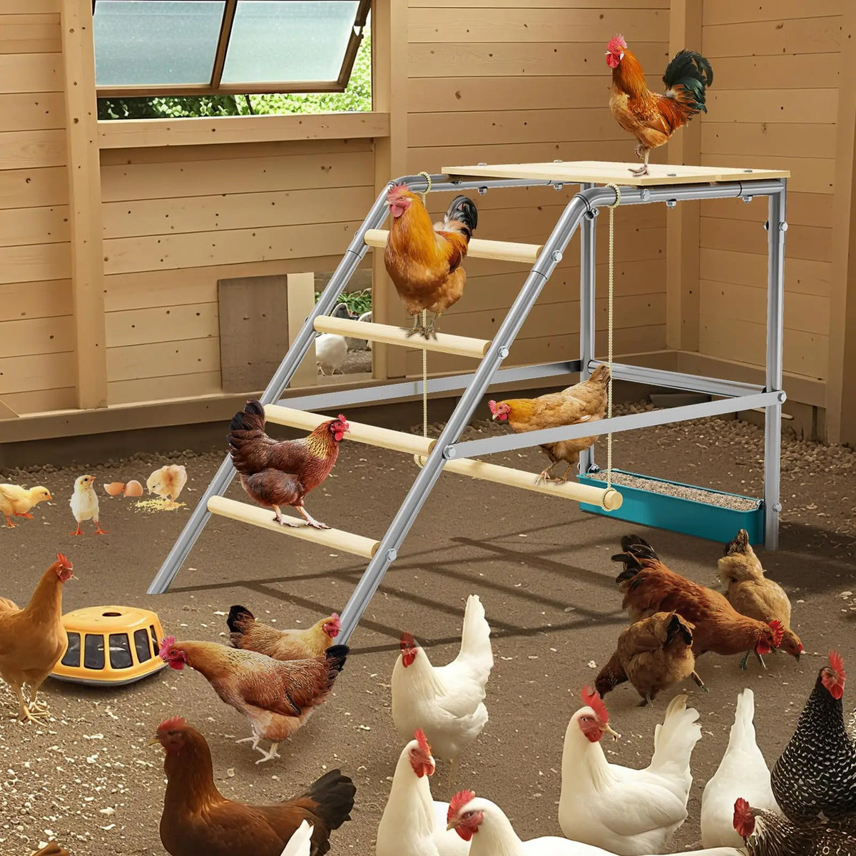 HiMISS Durable Galvanized Steel Chicken Coop Roost