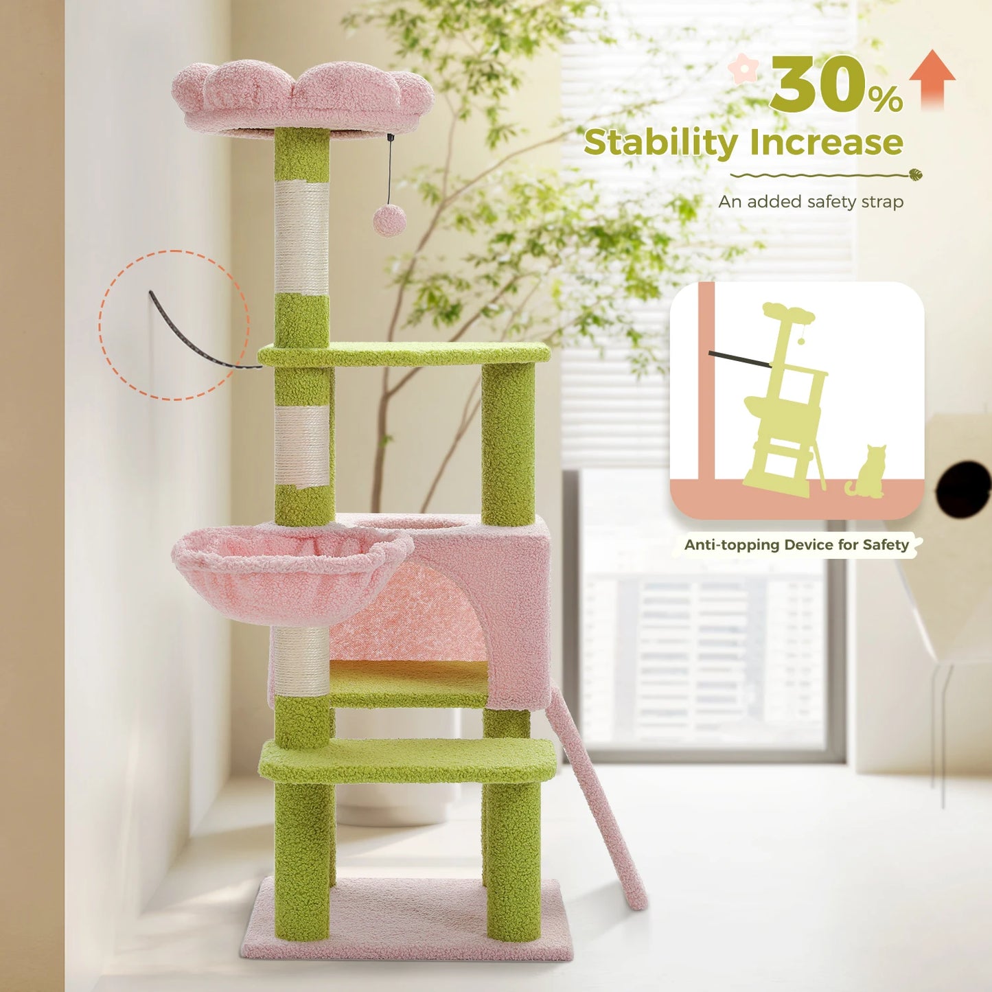 PEQULTI CN Flower Cat Tree Multi Level Cat Tower With Scratching Posts