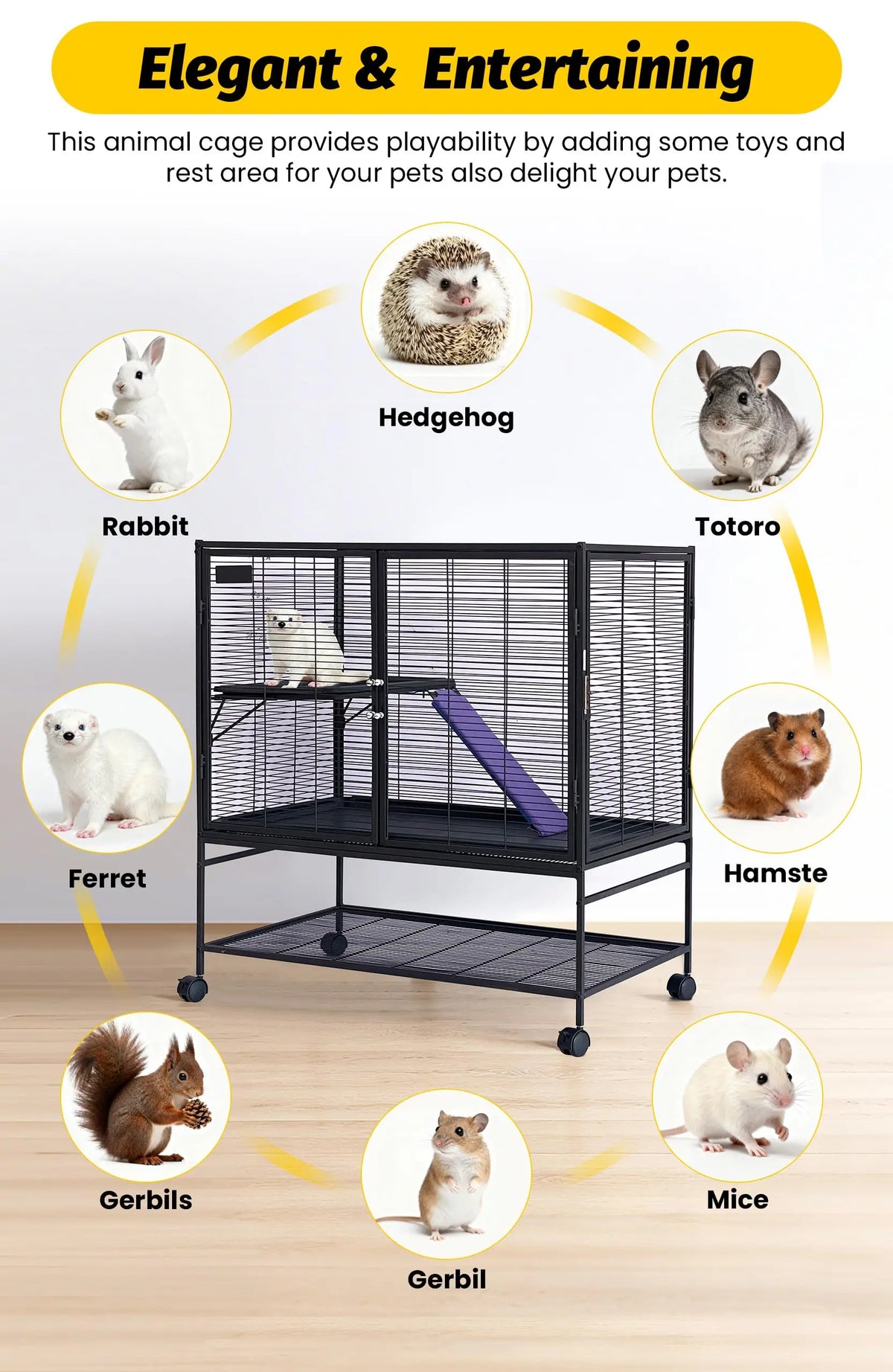 HiMISS Multi Level Small Animal Cage With Ramp And Tray