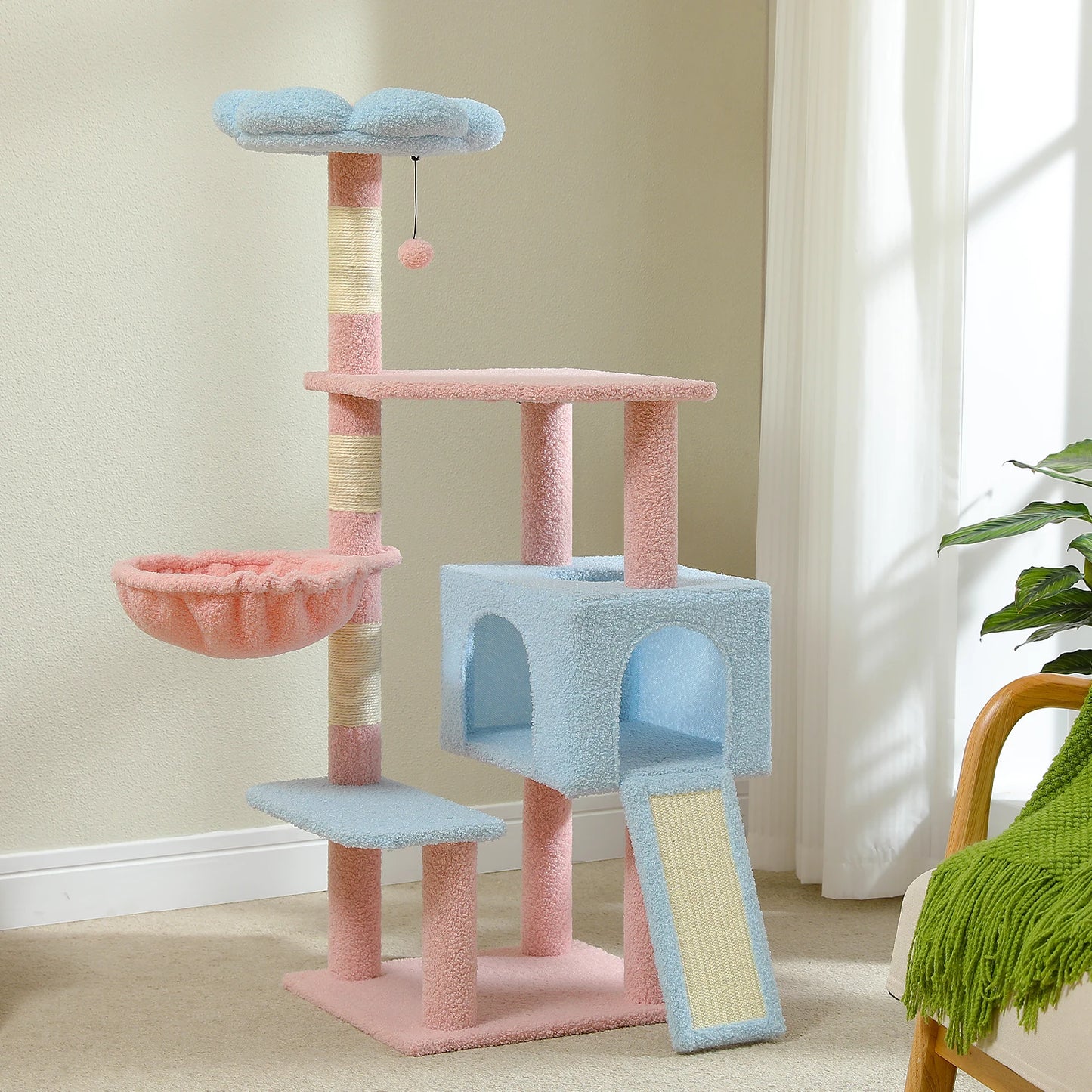 PEQULTI CN Flower Cat Tree Multi Level Cat Tower With Scratching Posts
