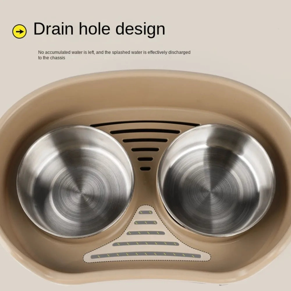 Stainless Steel Dog Bowl Non Slip Removable Baffle Plate