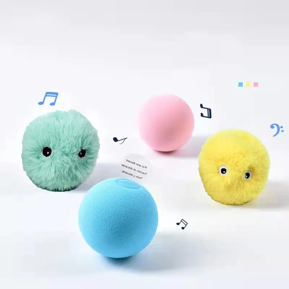 Smart Interactive Plush Cat Toy Ball Featuring Touch Squeak Design