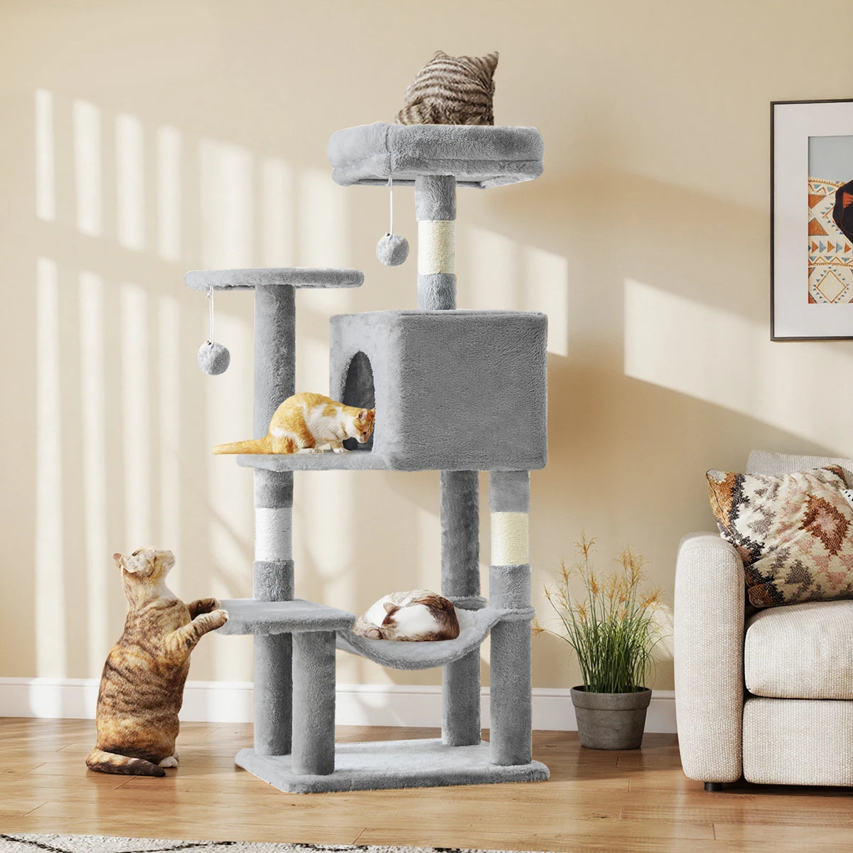 JHK Multi Tier Cat Tree With Durable Sisal Scratching Posts