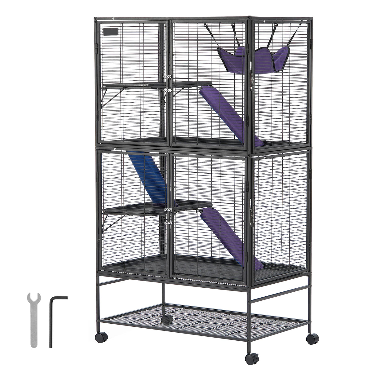 Four Tier Rolling Metal Pet Cage For Small Animals