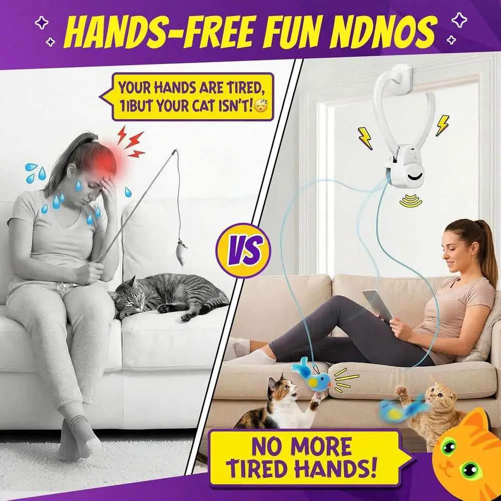 Interactive Cat Toy Wand Bird Chase Indoor USB Rechargeable